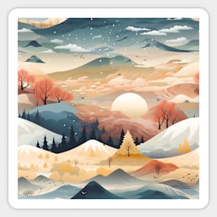 Fantasy Landscapes Mountains Pattern 3 Sticker